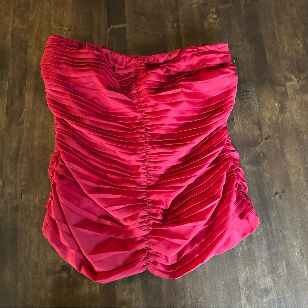 The Limited Red‎ Rouched Corset Top Strapless 00s Club Birthday Romantic Y2K